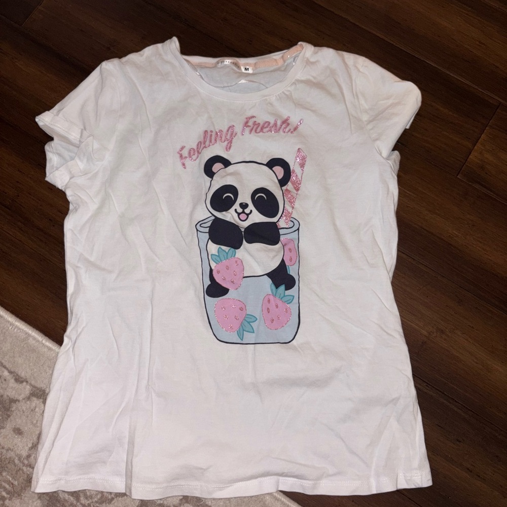 Girls White 'Feeling Fresh' Panda Graphic Tee